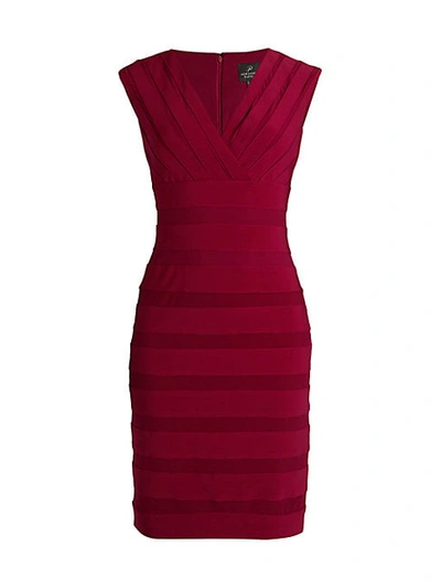 Adrianna Papell Illusion Banded Sheath Dress In Raspberry Wine