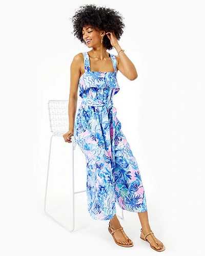 Lilly Pulitzer Tasely Jumpsuit In Saltwater Blue Shade Seekers