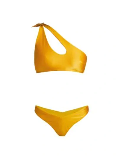 Zimmermann Amelie Two-piece One-shoulder Bikini Set In Mustard
