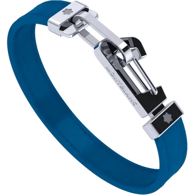 Montblanc Armband Aus Blauem Leder Mit Karabinerverschluss Aus Edelstahl