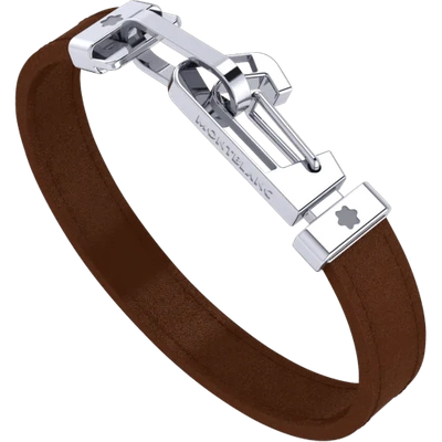 Montblanc Armband Aus Braunem Leder Mit Karabinerverschluss Aus Edelstahl