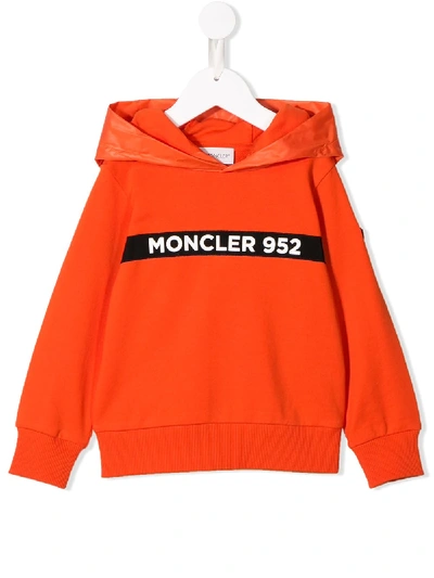 Moncler Kids' Logo Hoodie In Orange