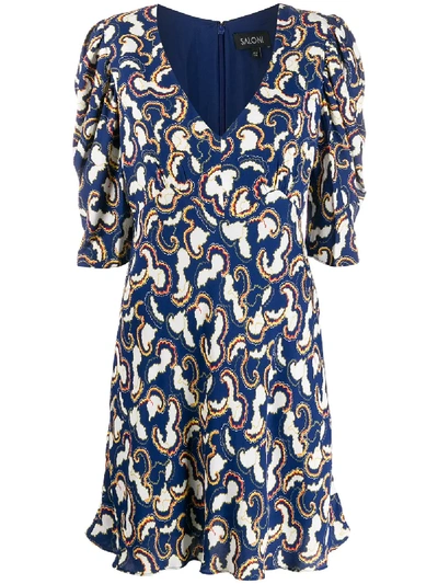 Saloni Abstract Print Dress In Blue
