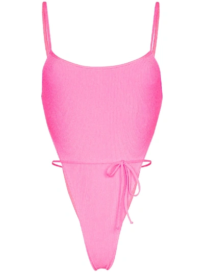 Frankies Bikinis Croft Tie-waist Swimsuit In Pink