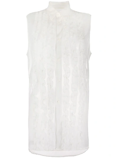 Pre-owned Comme Des Garçons 1995 Sheer Ruffled Shirt In White