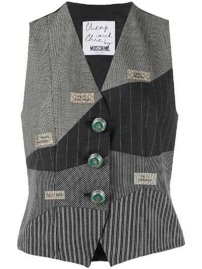 Pre-owned Moschino 1993 Patchwork Vest In Grey