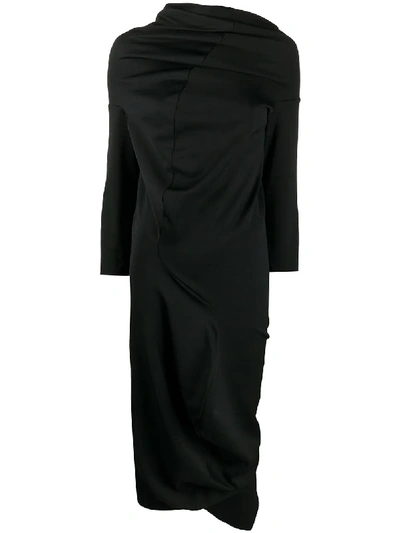 Pre-owned Comme Des Garçons 2000 Twisted Drape Dress In Black