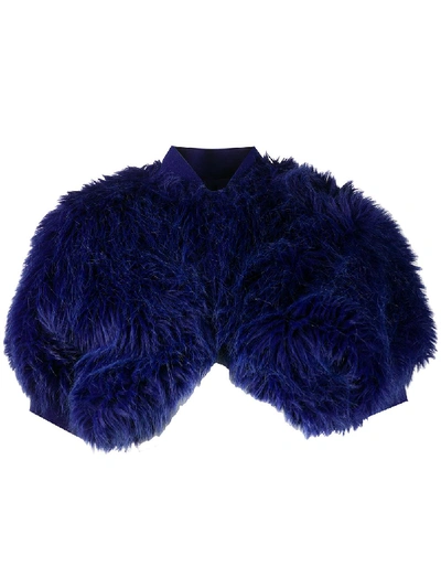 Pre-owned Comme Des Garçons 1989 Faux Fur Bolero In Blue