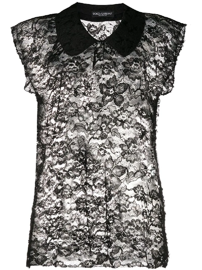 Pre-owned Dolce & Gabbana 1990's Lace Top In Black