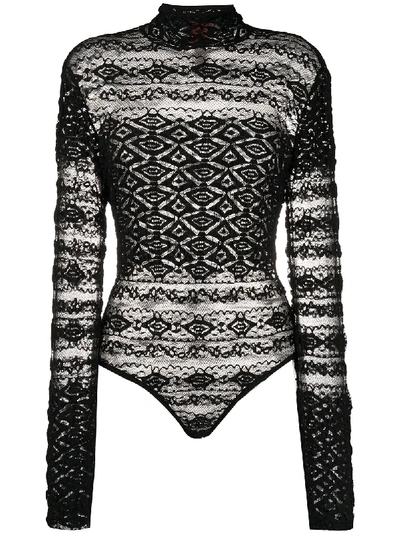 Pre-owned Christian Lacroix 1990s Lace Bodysuit In Black