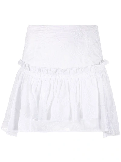 Wandering Ruffled Mini Skirt In White