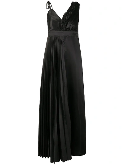 Vetements Asymmetric Satin Maxi Dress In Black