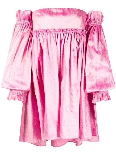 Wandering Pleated Mini Dress In Pink