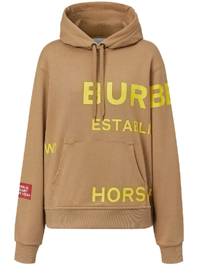 Burberry Horseferry Logo Cotton Jersey Hoodie In Brown