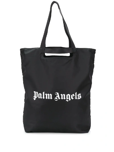 Palm Angels Logo Print Tote Bag In Black