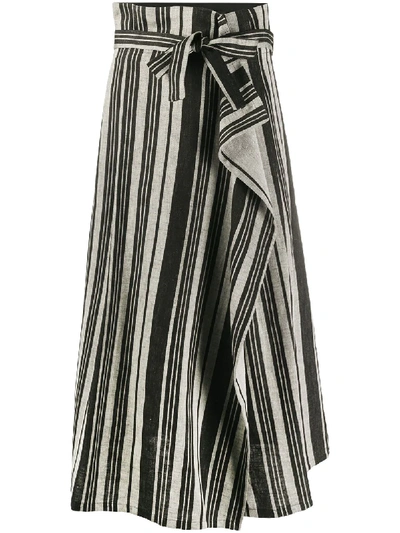 Max Mara Stripe Print A-line Skirt In Black