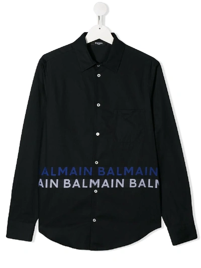 Balmain Teen Logo-print Shirt In Black