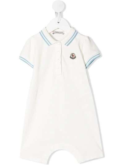 Moncler Babies' Logo Patch Short-sleeve Shorties In White