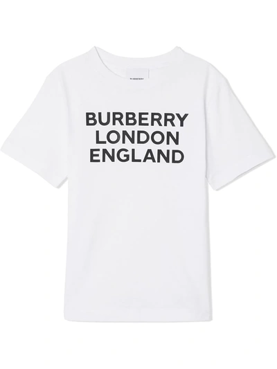 Burberry Kids' Logo Print T-shirt In White