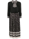 ELISABETTA FRANCHI CHAIN-PRINT PLEATED DRESS