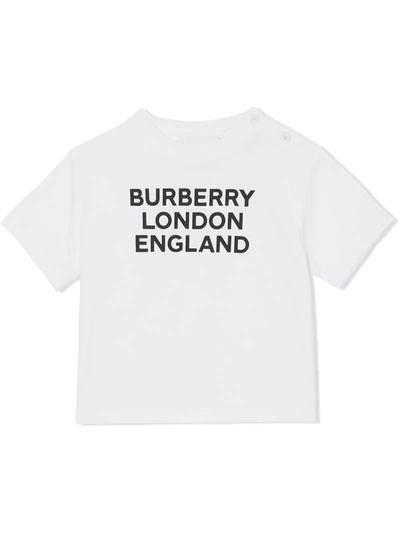 Burberry Kids' Printed Logo Short Sleeve T-shirt In White