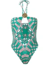 AMIR SLAMA PRINTED HALTERNECK SWIMSUIT