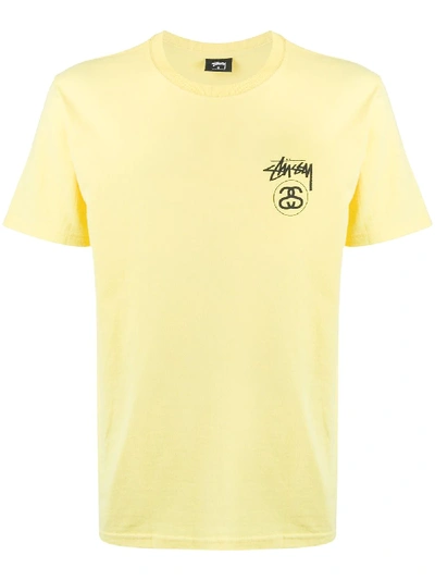 Stussy Logo Print T-shirt In Yellow