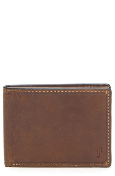 Frye Logan Leather Wallet In Dark Brown