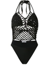 Amir Slama Mesh Panels Swimsuit In Black