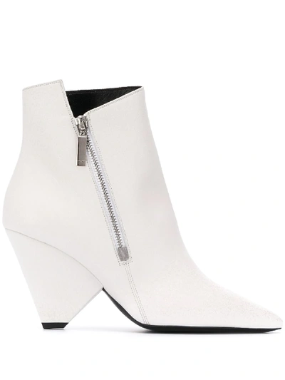 Saint Laurent Niki Wedge Boots In White