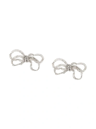 N°21 Crystal-embellished Bow Earrings In White