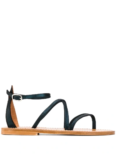 Kjacques Strappy Low Heel Sandals In Black