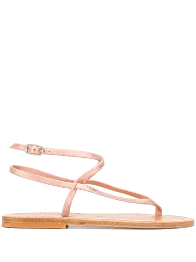 Kjacques Strappy Low Heel Sandals In Pink