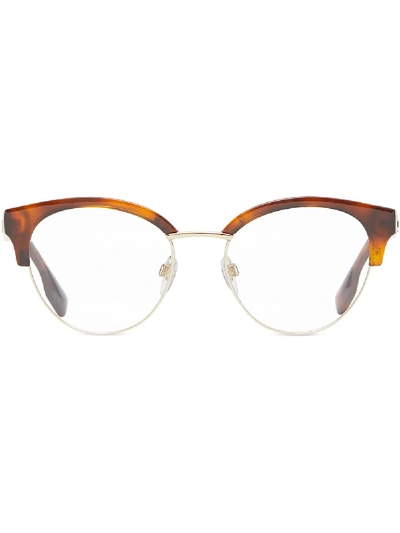 Burberry Eyewear Halbrandbrille Mit Cat-eye-gestell In Brown