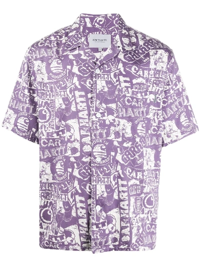 Carhartt Logo Print Short-sleeve Shirt In Purple