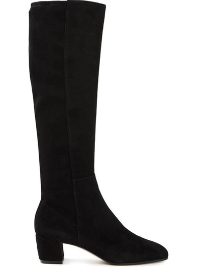 Gianvito Rossi Felder Flat Cuissard Flat Stretch-suede Over-the-knee Boot In Black