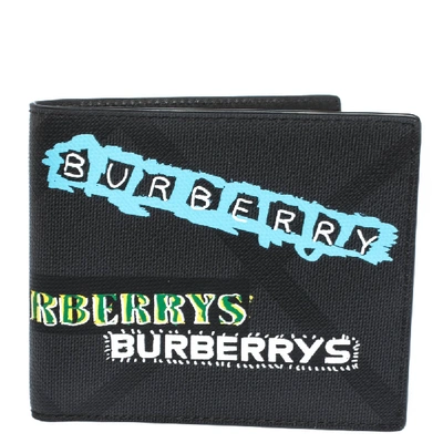 Pre-owned Burberry Black Printed Check Coated Canvas Bill Bifold Wallet