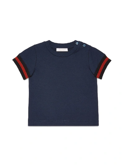 Gucci Babies' Web Detail T-shirt In Blue