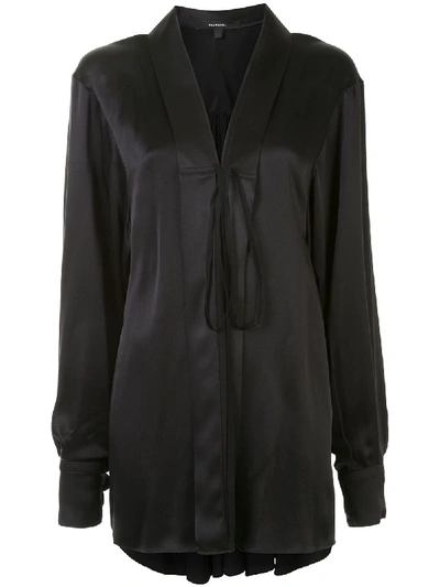 Vera Wang Oversized Silk Blouse In Black