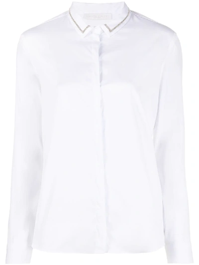 Fabiana Filippi Monili-trimmed Long-sleeved Shirt In White