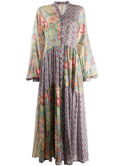 Anjuna Print Mix Maxi Dress In Blue