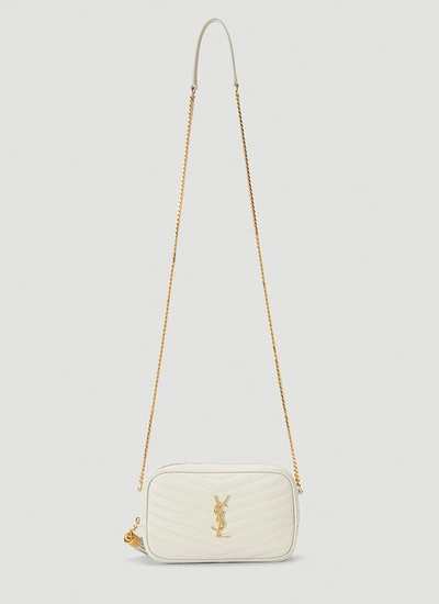 Saint Laurent Lou Mini Chain Shoulder Bag In White