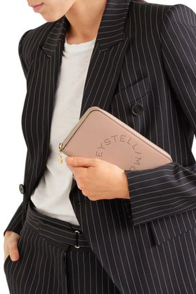 Stella Mccartney Perforated Logo Wallet In Pale Pink