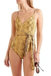 STELLA MCCARTNEY TIMELESS WRAP-EFFECT SNAKE-PRINT SWIMSUIT,3074457345621935668