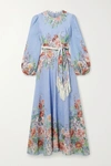 ZIMMERMANN BELLITUDE FLORAL-PRINT LINEN MAXI DRESS