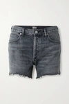 Citizens Of Humanity Marlow Distressed Organic Denim Shorts In Black