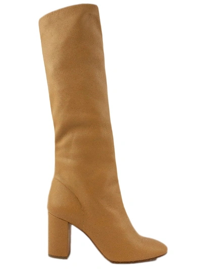 Aldo Castagna Brown Leather High Boots In Biscotto