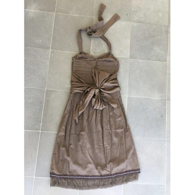 Pre-owned Schumacher Silk Mid-length Dress In Brown