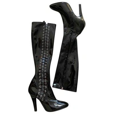 Pre-owned Moschino Black Patent Leather Boots