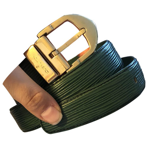 Pre-Owned Louis Vuitton Green Leather Belt | ModeSens